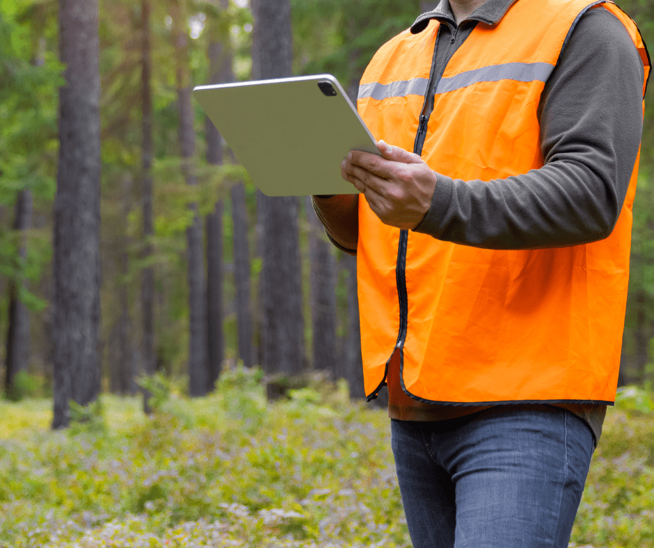 Construction Worker on Tablet