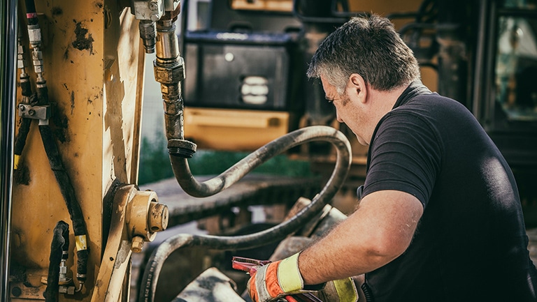 heavy equipment being maintained