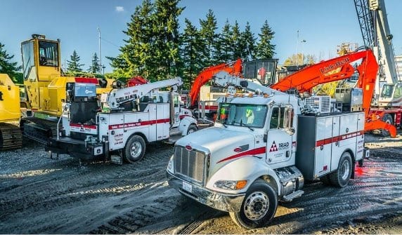 Cranes being serviced in the field